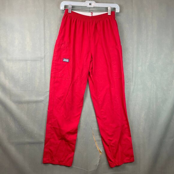 Cherokee Pants - Cherokee Workwear Scrub Pants Women Size XS Red Pull On Elastic Waist Cargo